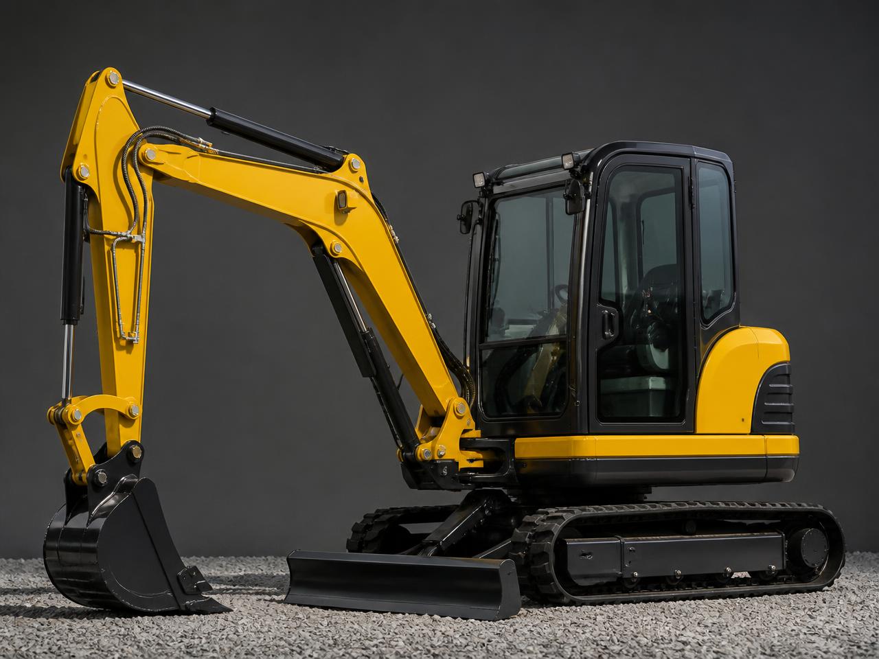 Kubota 2.7 tonne excavator with enclosed cab standing ready on a prepared site